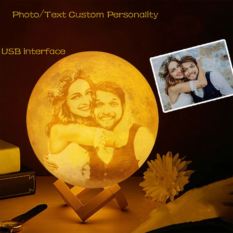 Фото/текст Пользовательские личности 3D принт лампа Луны луна светильник