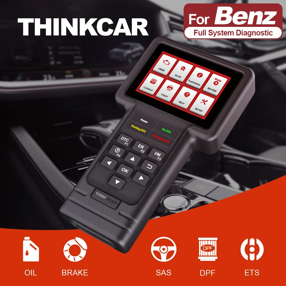 THINKCAR Thinkscan S01 OBD2 Full System Code Reader Scanner Oil/Brake/SAS/ETS/DPF Reset Diagnostic Tool for Car Benz Brand