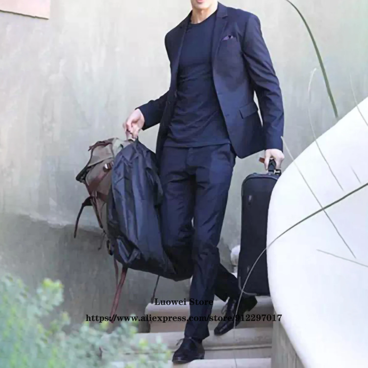 Классические темно-синие мужские костюмы Модный повседневный официальный