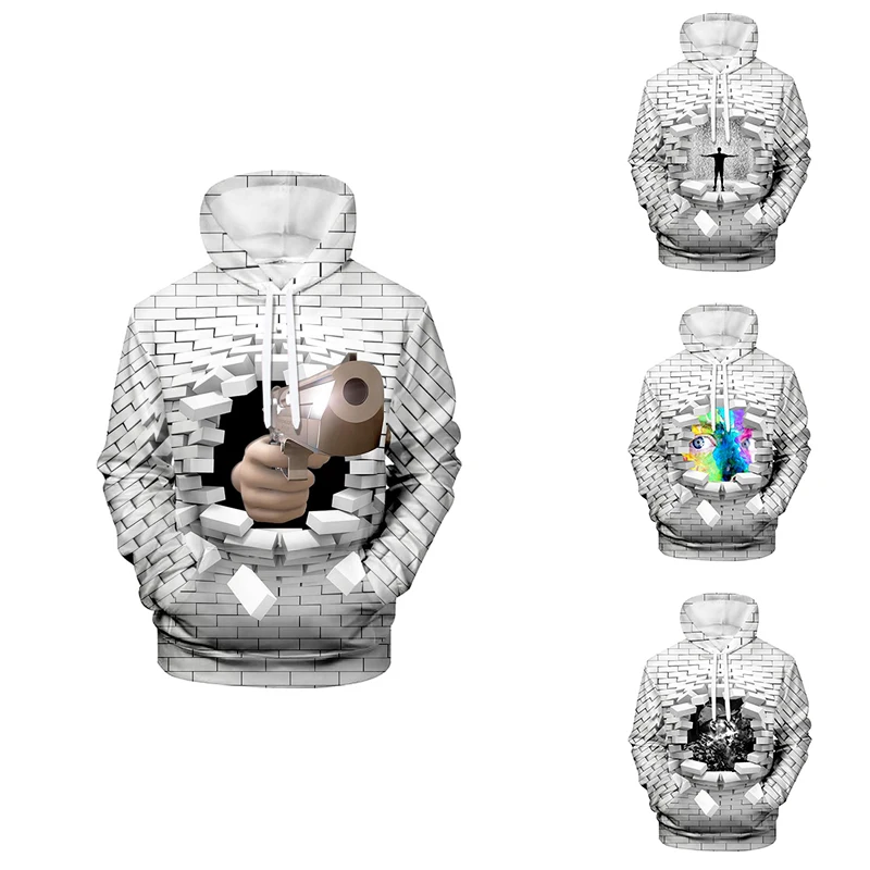 Креативный костюм с 3D принтом толстовки пуловер толстовка в стиле хип хоп для