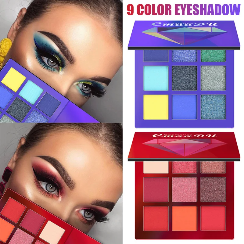 9 цветов прессованные блестящие матовые тени для век Палитра сильно пигментированные водостойкие макияжные палитры Сияющие мерцающие тени...