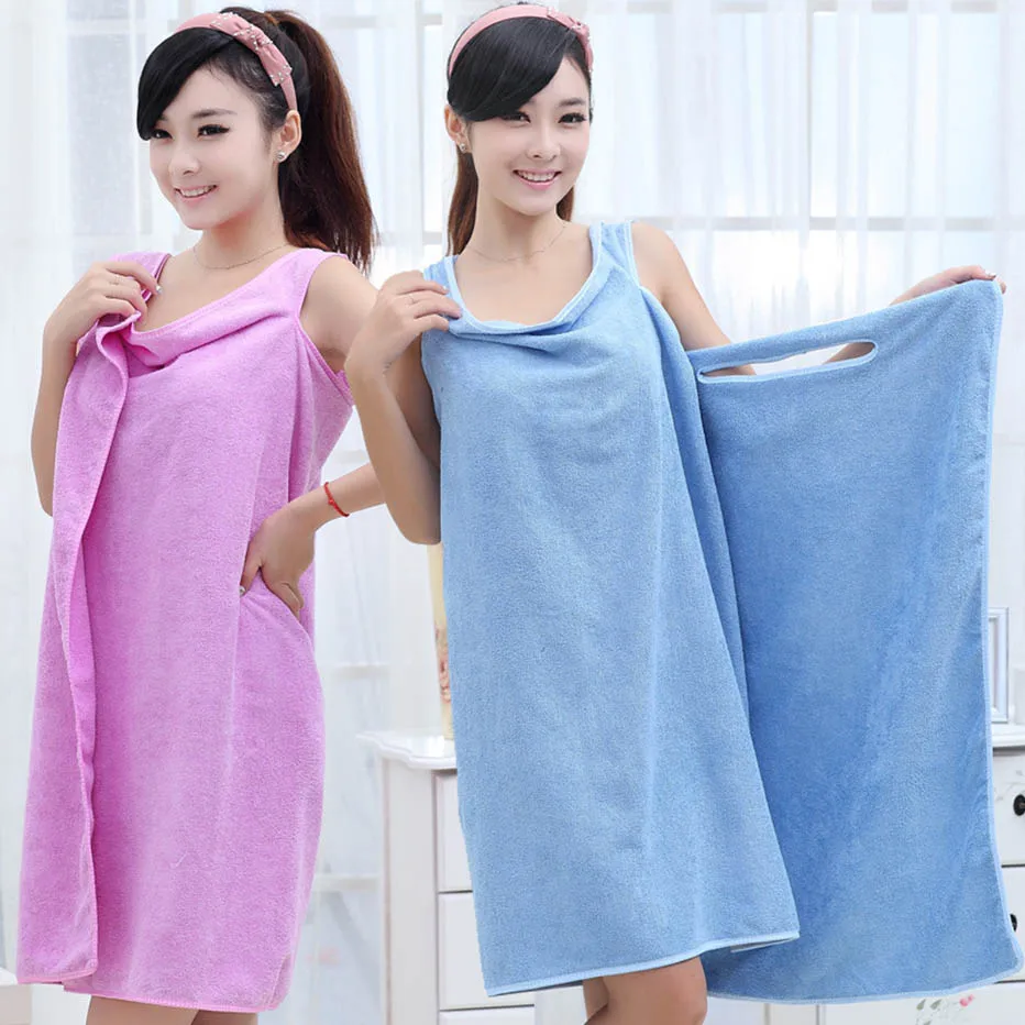 

Changing Household Wearable Bathrobes Women Microfiber Soft And Skin-Friendly Absorbent Shower Towels with Pocket Bathroom Washc