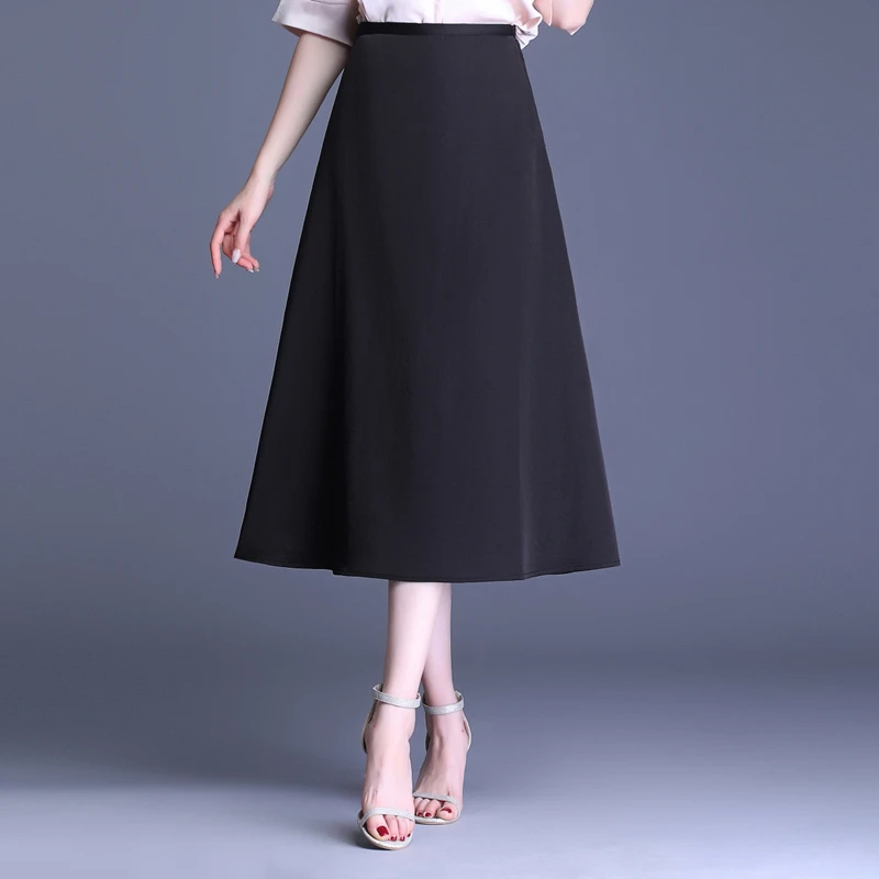 Женская атласная юбка TingYiLi элегантная офисная длинная с высокой талией в