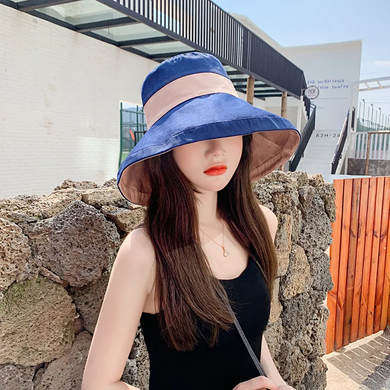 Хлопковая льняная шляпа от солнца с широкими полями и защитой УФ-лучей для женщин