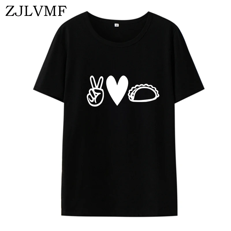 Женская футболка с круглым вырезом Zjlvmf Peace Love Taco свободная повседневная
