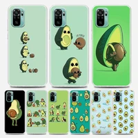cute cartoon avocado clear phone case for xiaomi mi 11 10 10t note 10 mi 9 se mi 11t pro poco x2 m3 f3 x3 m4 soft silicon