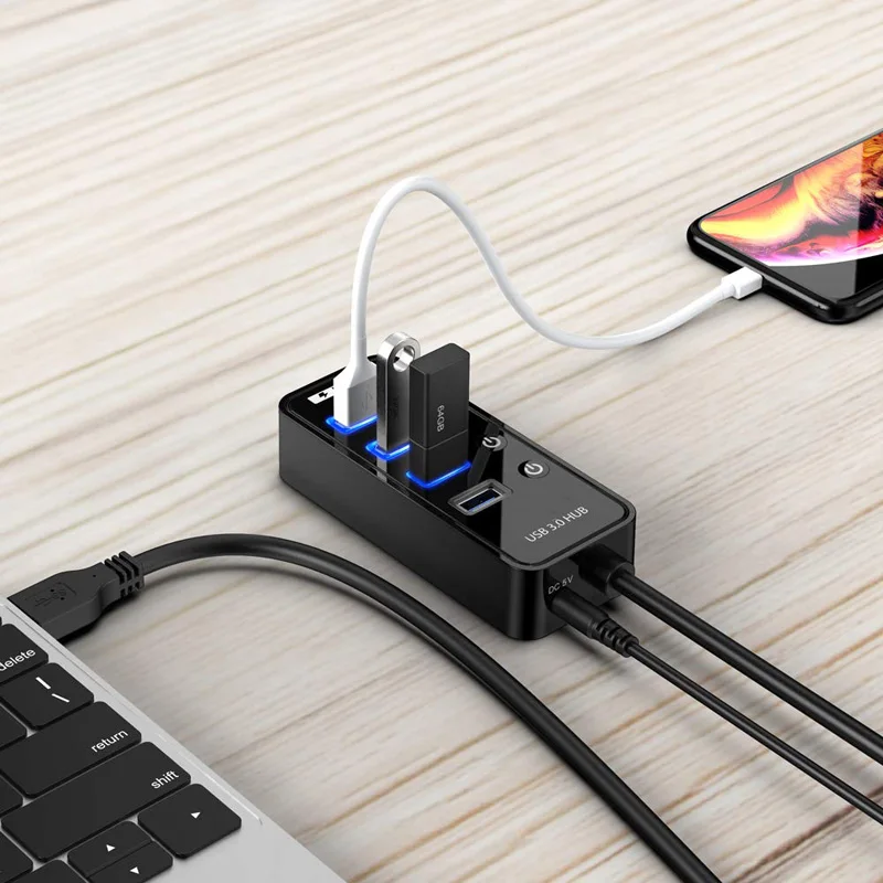 usb 3 0 hub charger multi 4 7 port for ipad macbook air pro computer pc laptop accessories with power adapter usb otg adaptador free global shipping