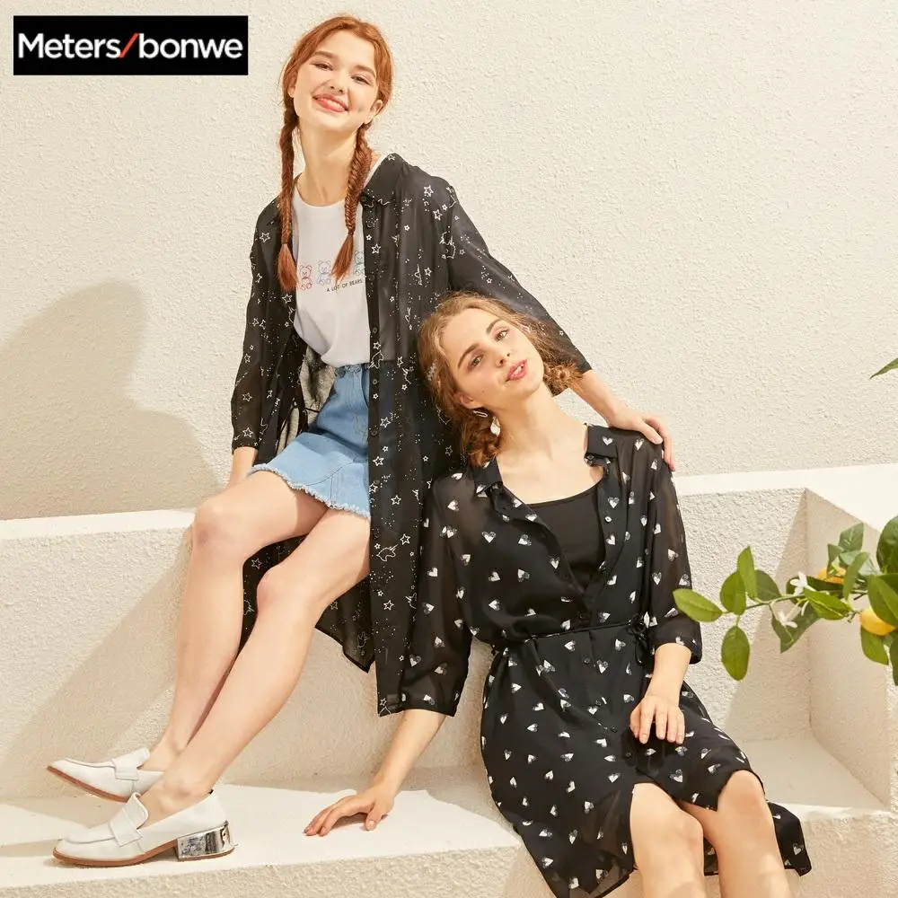 Metersbonwe/Брендовое платье для женщин Новое летнее простое рубашка Одежда улицы