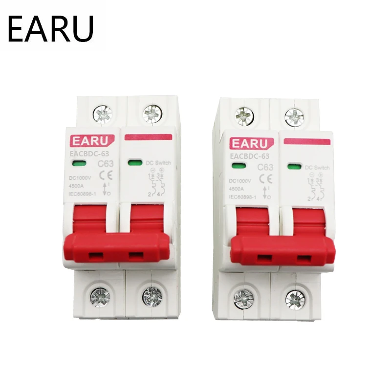 DC 1000V Солнечный мини выключатель защиты от перегрузки 6A/10A/16A/20A/25A/32A/40A/50A/63A 2P DC1000V