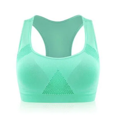 mint green Женский бюстгальтер для йоги, спортивная одежда для фитнеса, бесшовный дышащий бюстгальтер с полной чашкой, топы, тренажерный зал, бег, бюстгальтер, открытая летняя спортивная майка - Цвет: mint green