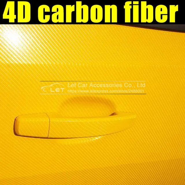 

car styling bright 4D yellow Carbon Fiber Vinyl film Colored Glossy Carbon Fiber Vinyl Film Auto Wrapping Vinyl Wrap Foil decal