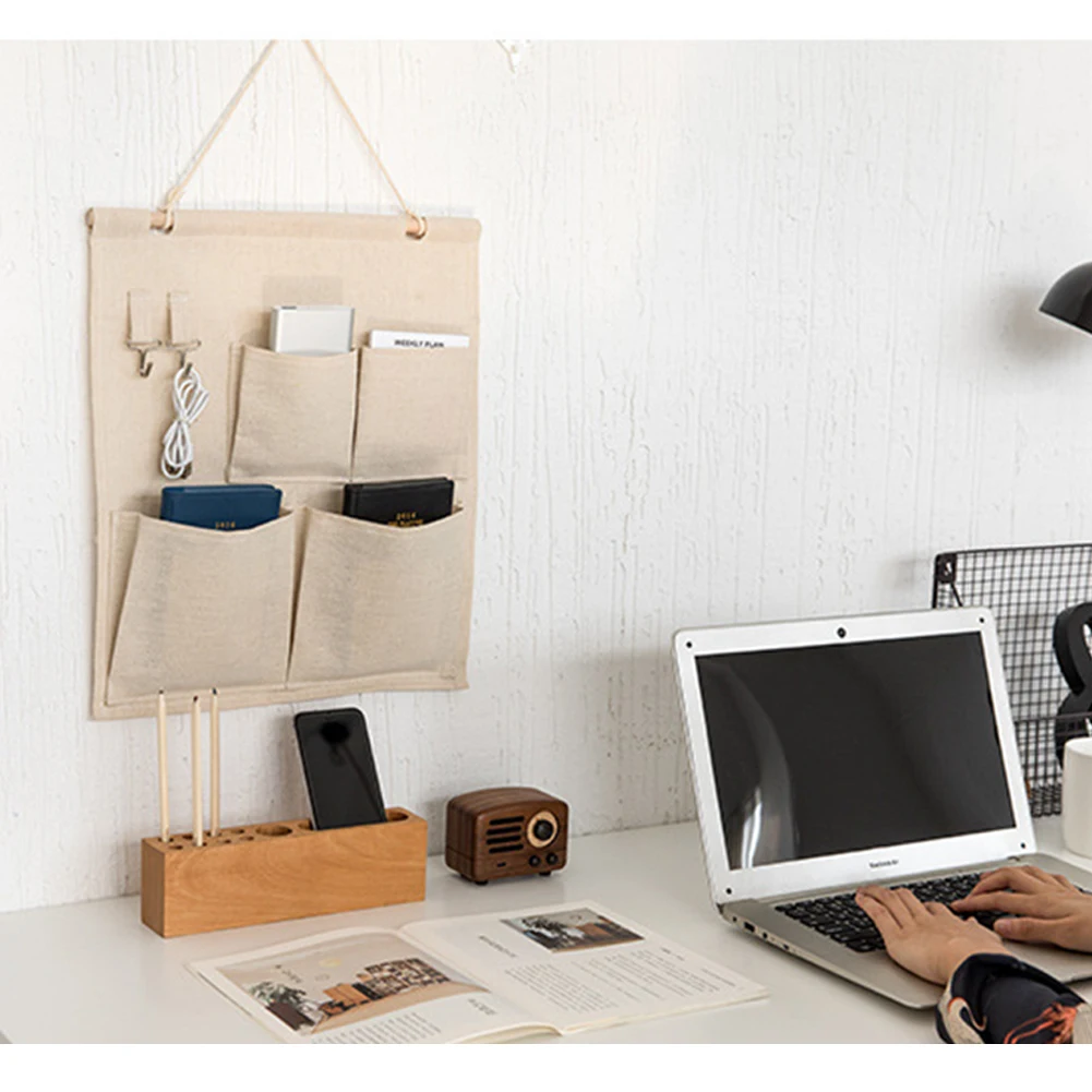 Лен/хлопок ткань поверх Стены Двери шкафа окна подвесная Сумка Для Хранения