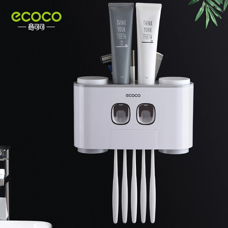 ecoco automatic toothpaste squeezer dispenser set with wall mounted kids hands free for bathroom accessories free global shipping