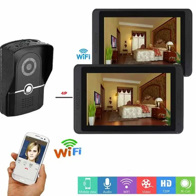 SmartYIBA " Hands-free видео домофон безопасности WiFi видео-звонок Дверной камеры наблюдения визуальный вызов приложение комплекты дистанционного управления - Цвет: 618619FG12
