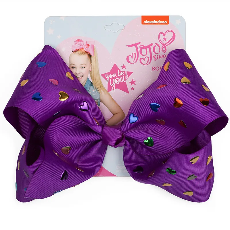 14 " jojo siwa Луки клип Grosgrain сердце Заколка-бант для волос со стразами с аллигатором заколки для волос модные аксессуары для волос для детей - Цвет: 14