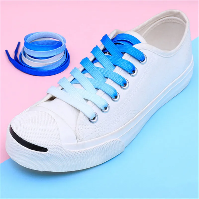 

1 Pair Shoelace Flat Popular Gradient Colorful Sports Shoes Laces Casual Canvas Polyester Shoelaces Sports Shoelace