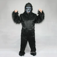 black plush gorilla mascot costume furry orangutan fursuit cosplay cartoon suit for carnival outfit party ad opening