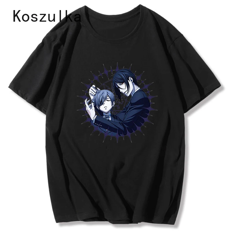 

Summer Black Butler Sebastian Michaelis Devil Eye T Shirt Women Unisex Modal T-shirt Short Sleeves Harajuku Anime Tshirt Tee Top
