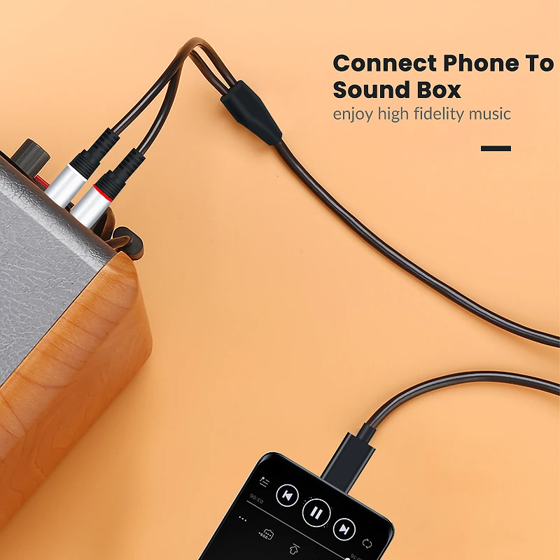 Аудиокабель USB C/2 RCA YOSAM 1 м переходник Type-C на аудиокабель совместимый с усилителем