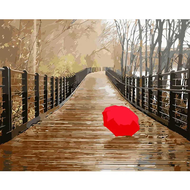 5D DIY Алмазная картина лесной пейзаж вышивка Ландшафтный мост зонтик крестиком