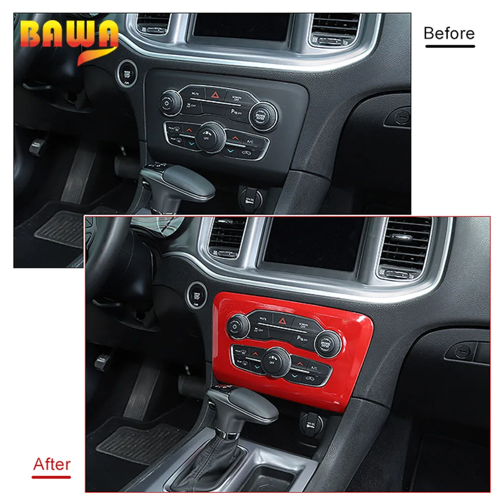 

BAWA Interior Mouldings Air Conditioning Control Panel Decoration Cover Internal Stickers Accessories For Dodge Charger 2015+