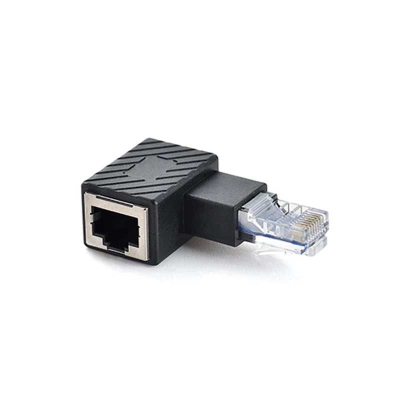 

90/180/270 Degree Right Angle RJ45 Male To Female Cat5/6 Ethernet LAN Extension Adapter