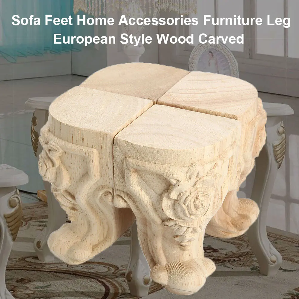 4pcs/set Strong Bearing Wardrobe Non Slip Wood Carved Coffee Table European Style Decoration Furniture Leg Chairs Sofa Feet | Мебель