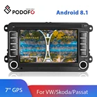 Автомобильный мультимедийный плеер Podofo, плеер на Android 8,1, с GPS, для Volkswagen Golf, Polo, skoda Октавия Рапид, Tiguan, Passat b7, b6, типоразмер 2 din