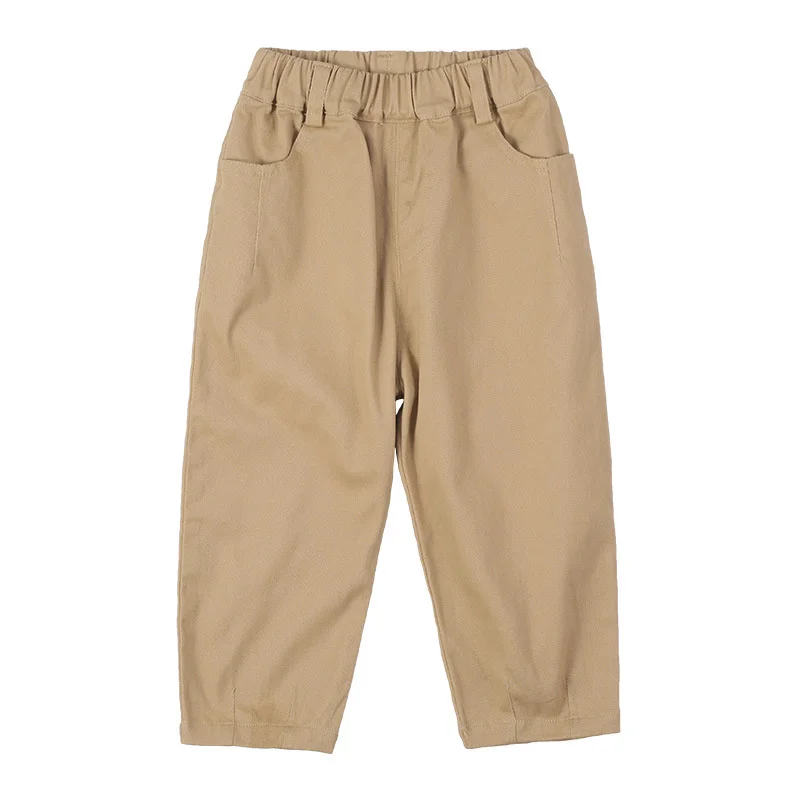

Boys Pants Spring Solid Color Casual Pants For Baby Boys Kids Cotton All-match Elastic Trousers