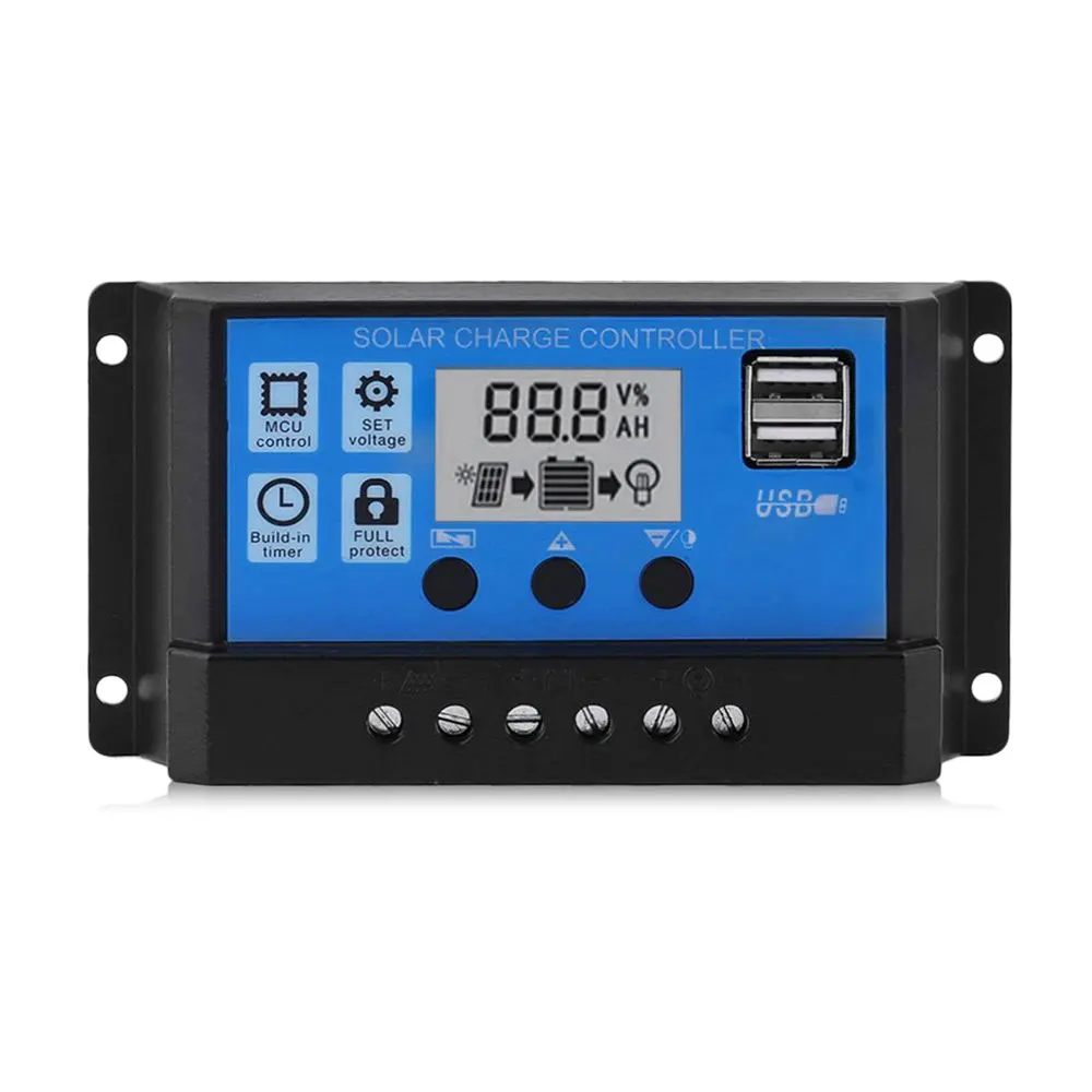 

2USB Solar MPPT 30A 40A 50A 60A 100A Charger Controller Dual USB LCD Display 12-24V Solar Cell Panel Charger Regulator with Load