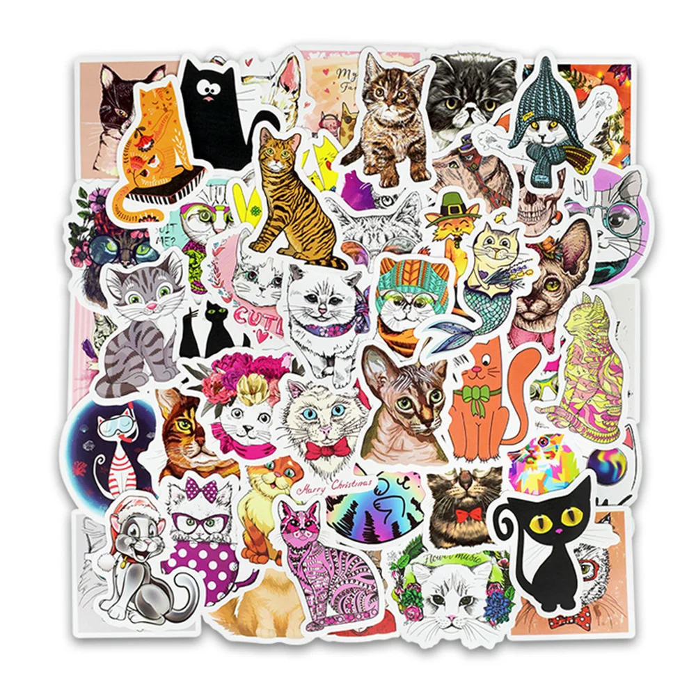 

10/30/50PCS Cartoon Cat Series Graffiti Trolley Case Scooter Refrigerator Water Cup Waterproof Children Sticker Wholesale