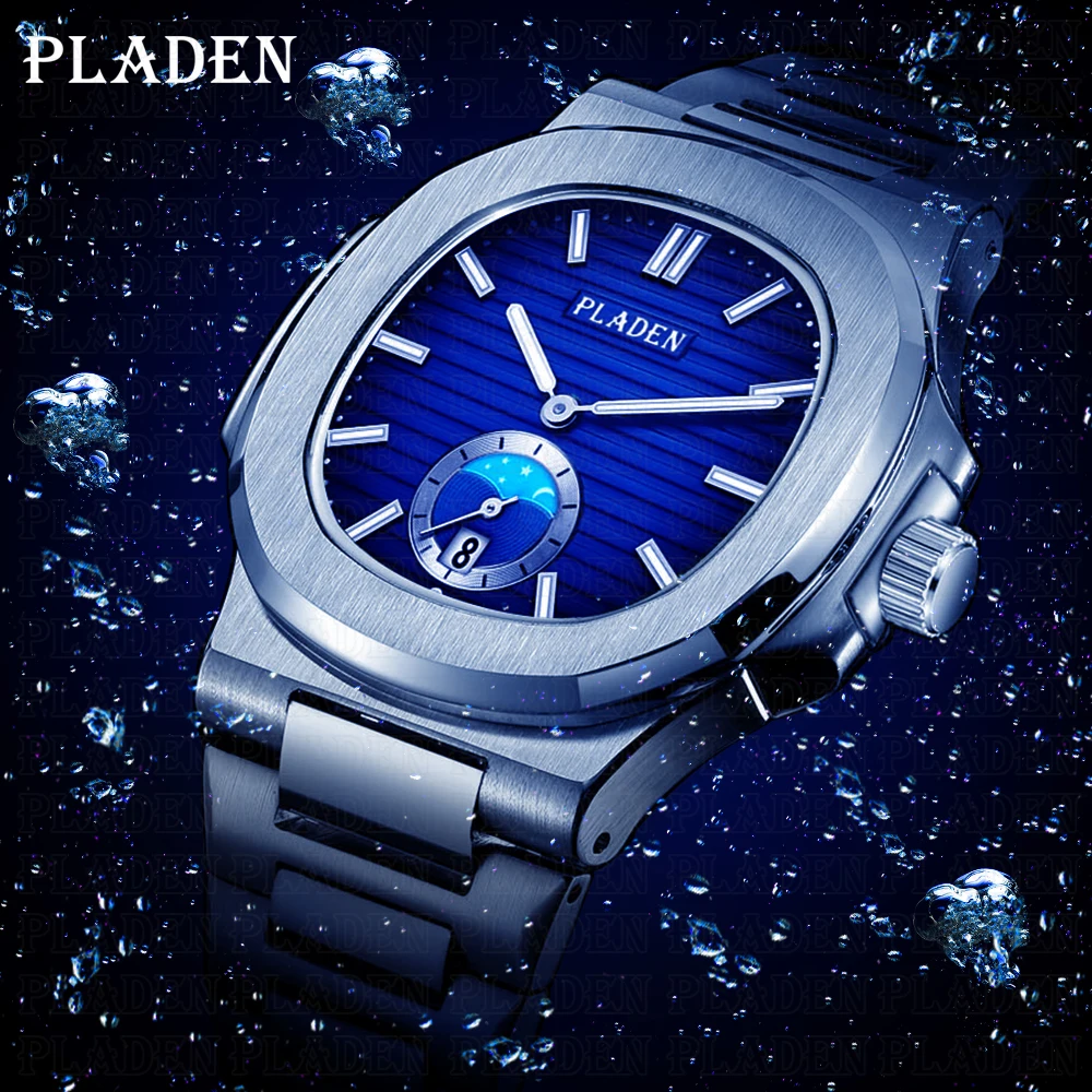 

PLADEN Luxury Men Watches Top Brand Fashion Business Stainless Steel Quartz Watch Luminous Male Dive Wristwatch Dropshipping