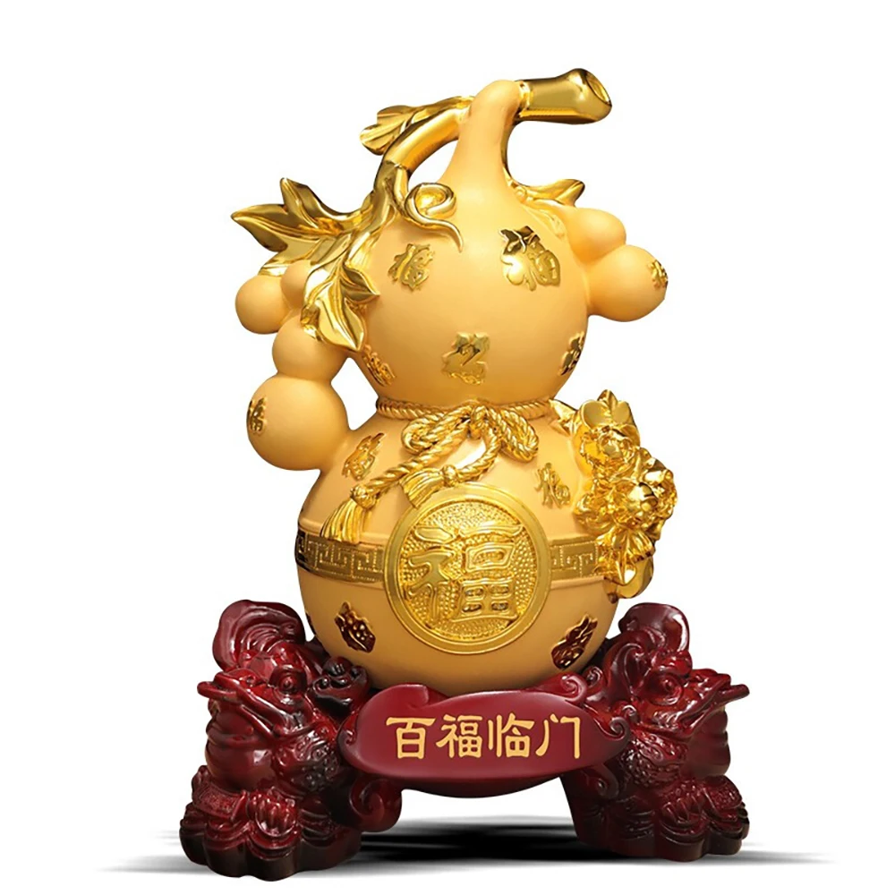 

Chinese Style Gourd Lucky Fortune Wealth Statue Resin Art Sculpture Home Decoration Accessories Housewarming Opening Gifts Craft