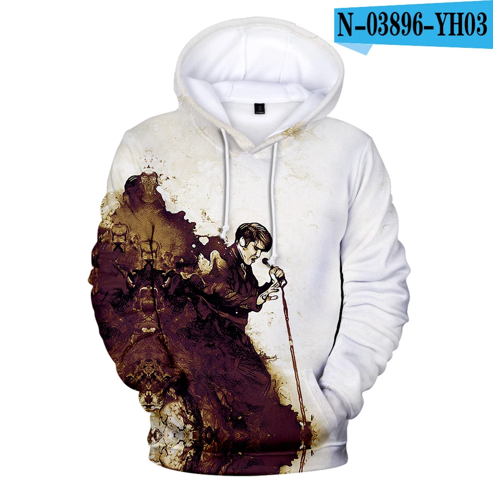 3D Elvis Presley new men and women 3D hoodie fashion orange casual Elvis Presley Harajuku 3DHooded autumn and winter pullover - Color: 3D