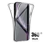 Мягкий силиконовый ударопрочный чехол с полным покрытием 360 градусов для телефона iPhone 11 Pro XS Max X XR, прозрачный чехол из ТПУ и поликарбоната для iPhone 7 6 6s 8 Plus, чехол