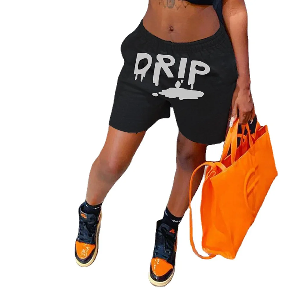 

Chocomist Pants Casual Sporty Letter Print Women Capris 5430