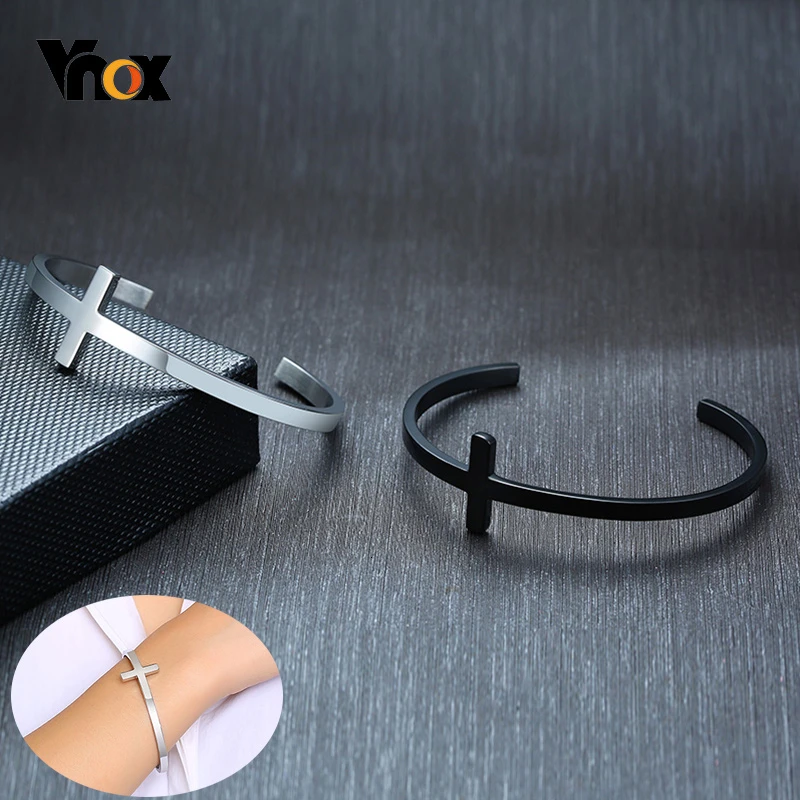 Vnox женский простой 4 мм широкий Браслет манжета из нержавеющей