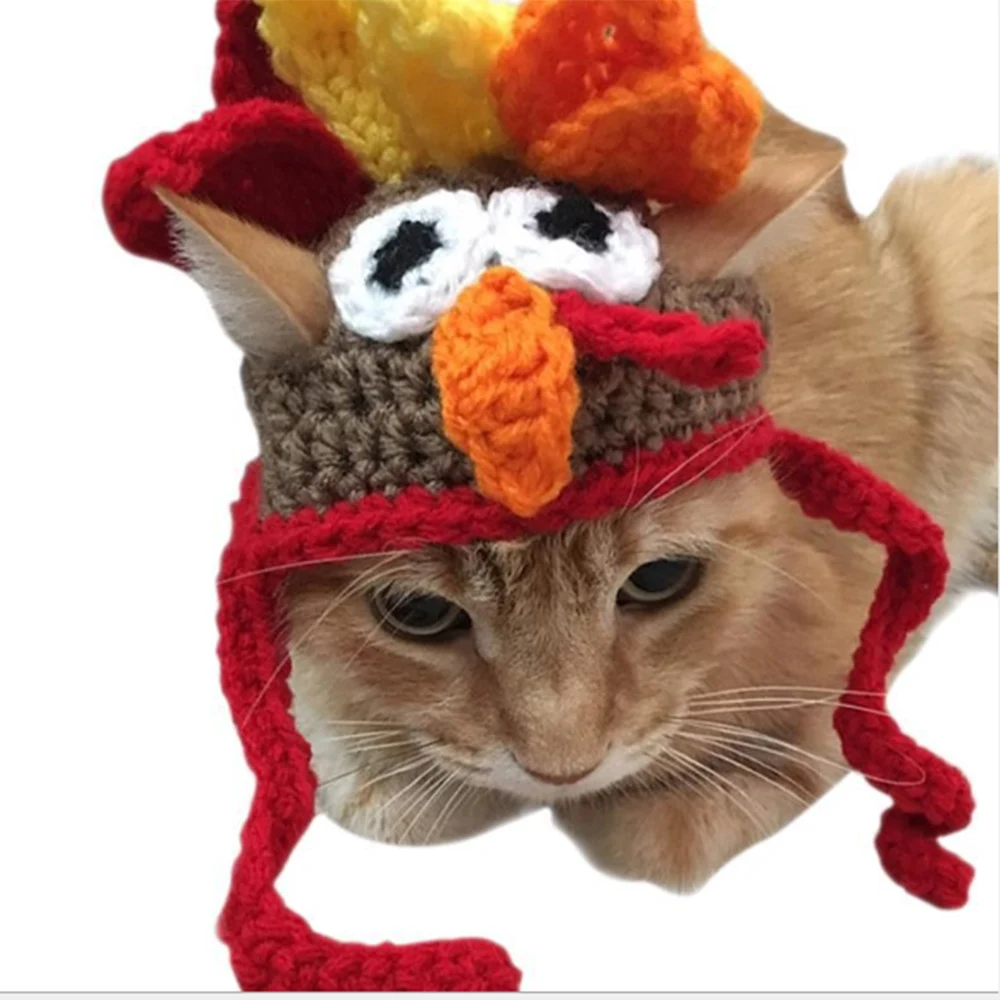 Теплая шапка для кошек зимний Забавный костюм животных S/m индейка и собак