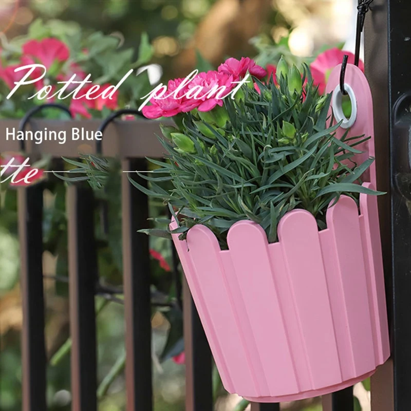 

8 PCS Wall Hanging Fence Pot Gardening Decoration Basket Resin Pot Plant Planting Plastic Hanging Pot
