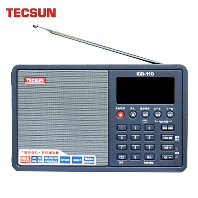 Tecsun ICR 110 ICR110 AM FM радио портативный динамик диктофон WAV WMV Mp3 TF цифровой