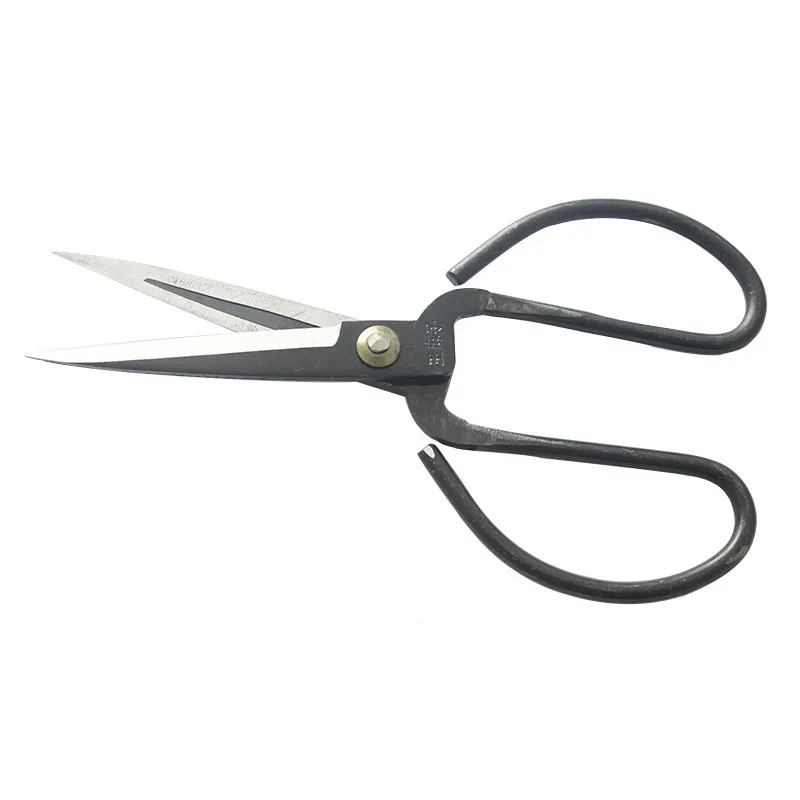 

Full Carbon Steel Household Bonsai Scissors 215mm Traditional Vintage Black Coated Trimming Scissor Silver Rivet