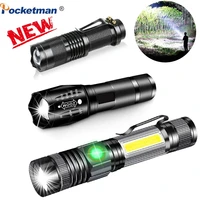 portable led flashlight super bright linterna led torch t6 cob zoomable bicycle light use aaa 18650 battery waterproof led lamp