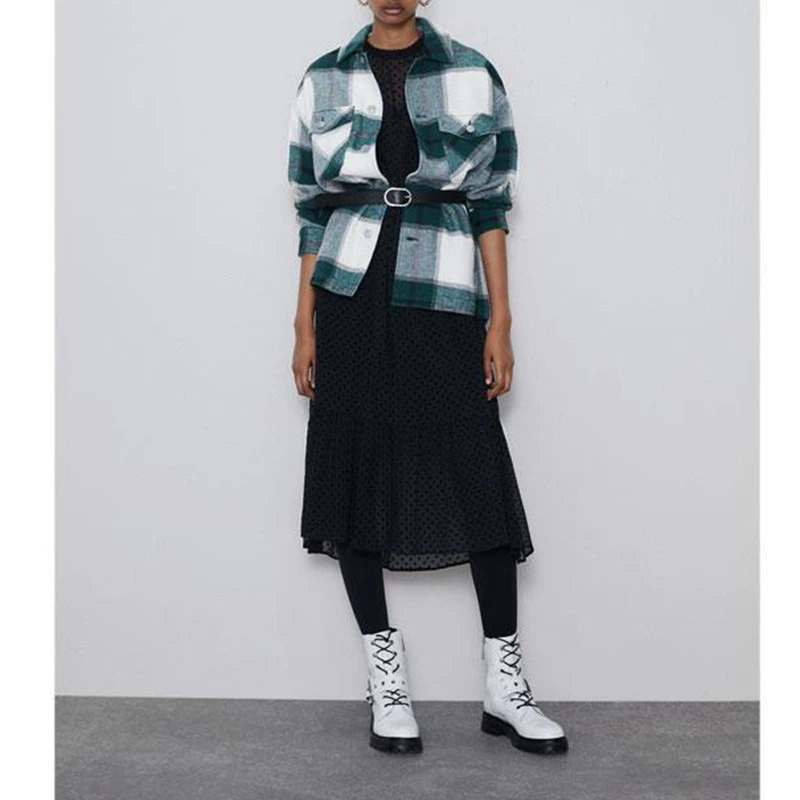 Большие размеры Женские топы и блузки Винтажный Зеленый Топ с длинным рукавом