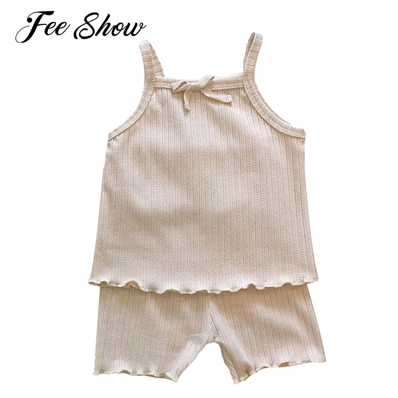 

2 шт./компл. удобный топ без рукавов + брюки, детская одежда, однотонный комплект одежды для мальчиков, жилет для маленьких мальчиков и девоче...