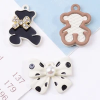 5 pcs alloy pearl polka dot bowknot paint pendant sweet cute earring necklace accessory material bracelet diy handmade buttons