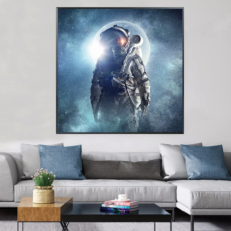 

Colored Space Astronaut Posters and Prints Earth Moon Planet Canvas Paintings Modern Wall art picture for living room home decor