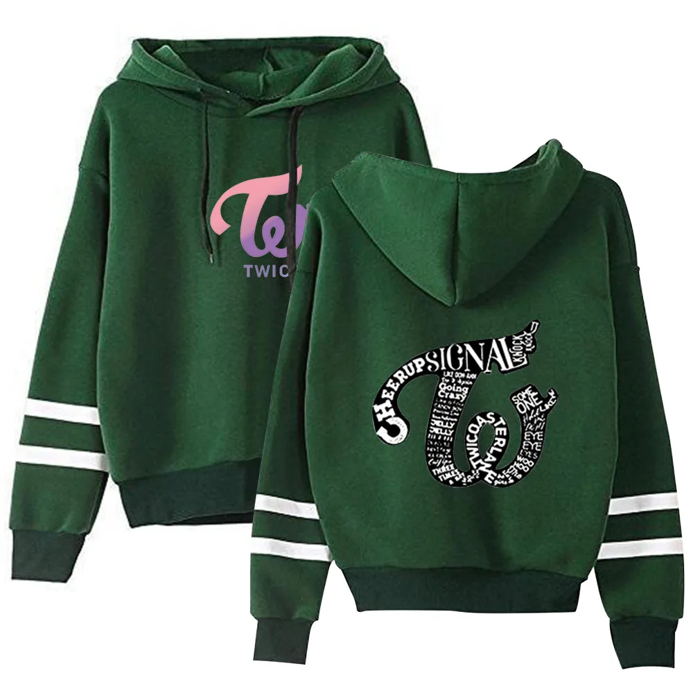 

Personality Hoodies TWICE Name MOMO White Striped Sweatshirt Itself Kpop Hoody Pullovers Women Hoodies Spring Autumn Streetwear