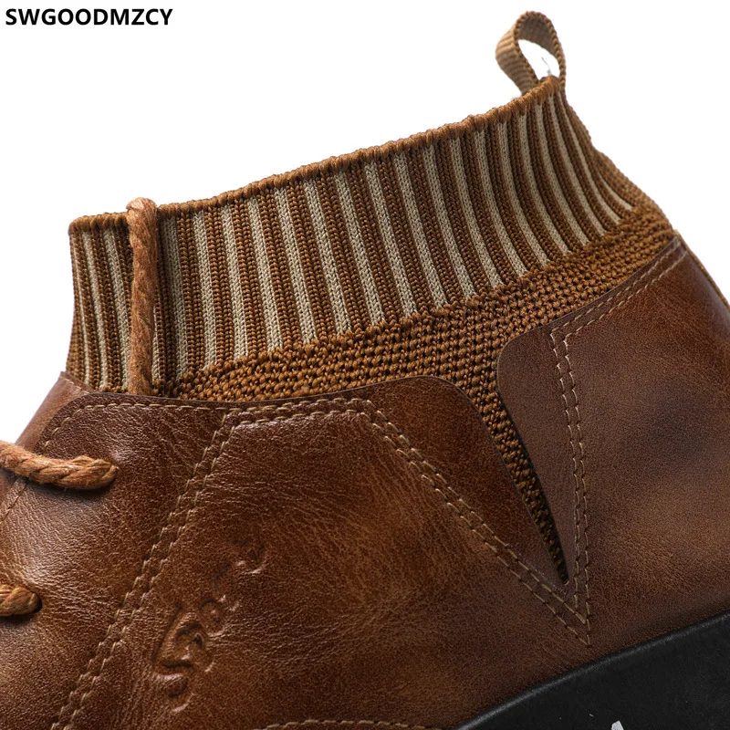 Black Leather Casual Shoes for Man 2022 Platform Shoes Men Designer Sneakers Sock Shoes Man Ayakkabı Mocasines Zapatos Planos images - 6