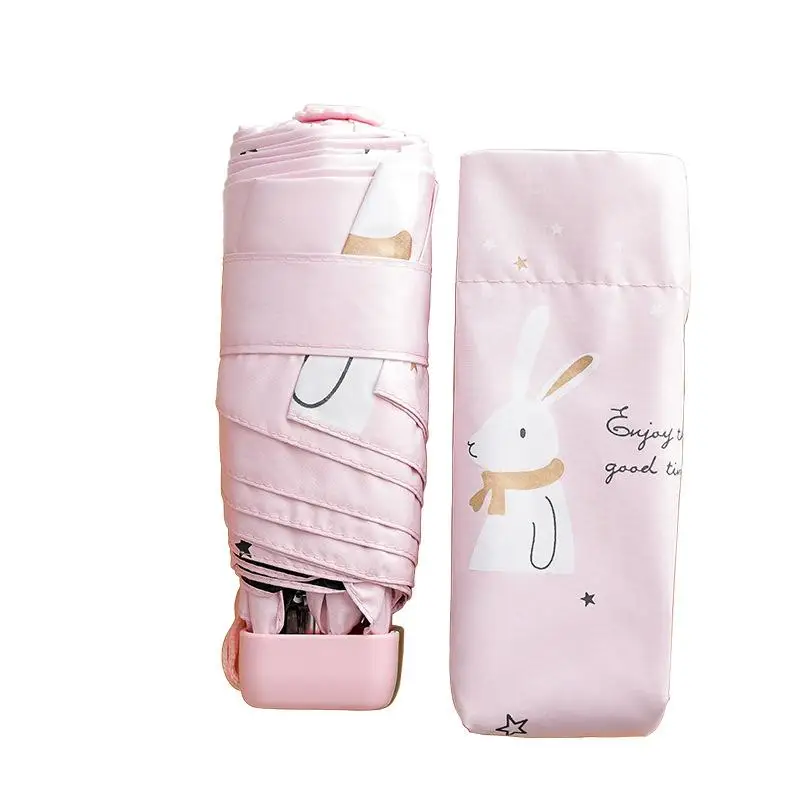 Милые Мультяшные мини карманные зонтики для девочек складной зонт от дождя