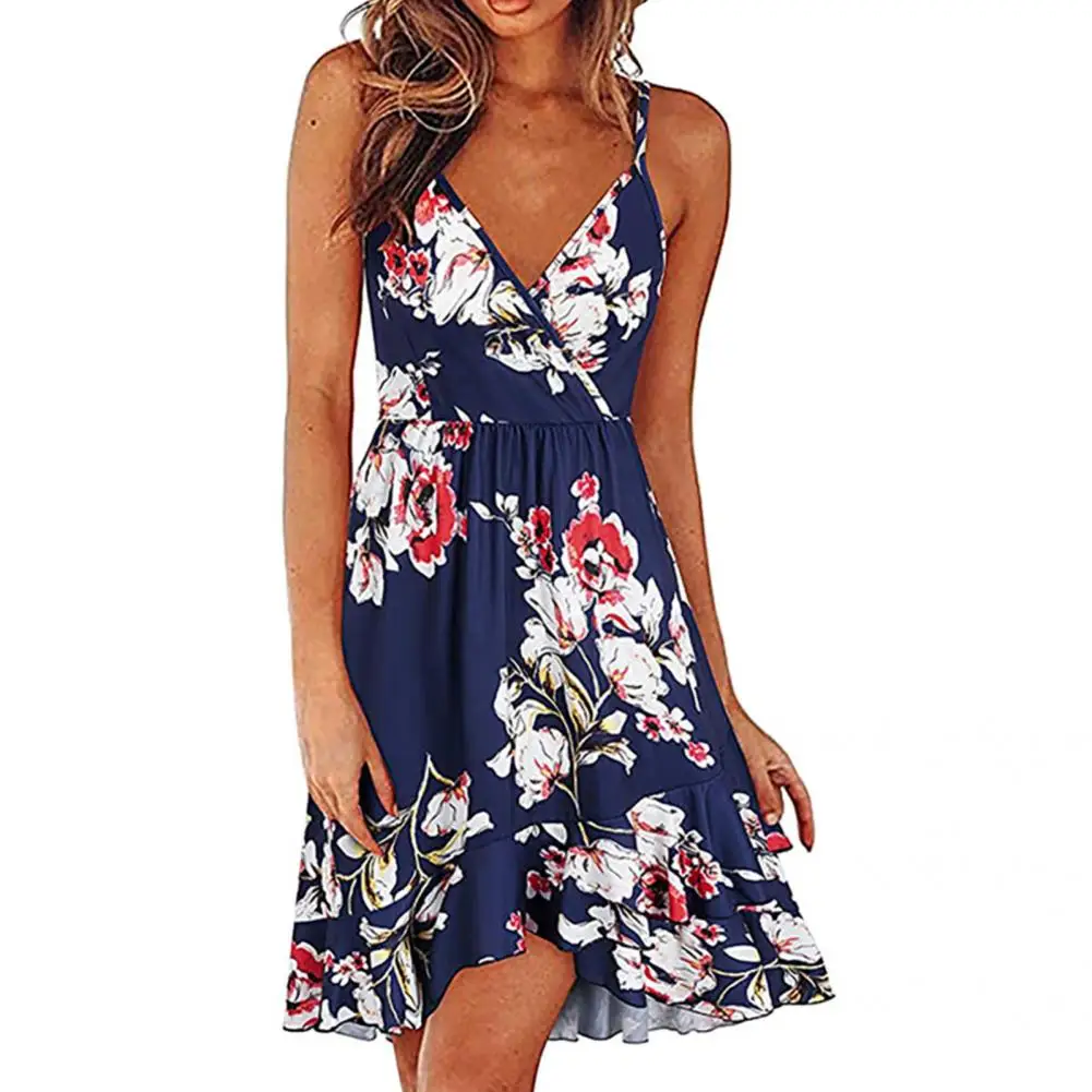 

Middle Length Elegant Women Stripe Printing Loose Dress 4 Colors Summer Dress Sleeveless for Shopping